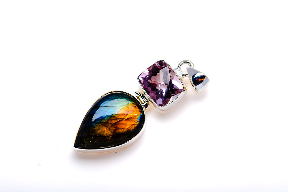 Labradorite, Amethyst Pendant 2" (925 Sterling Silver) PD38013