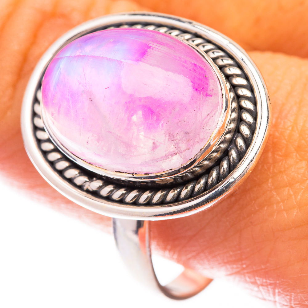 Pink Moonstone Ring Size 11.25 (925 Sterling Silver) R140728