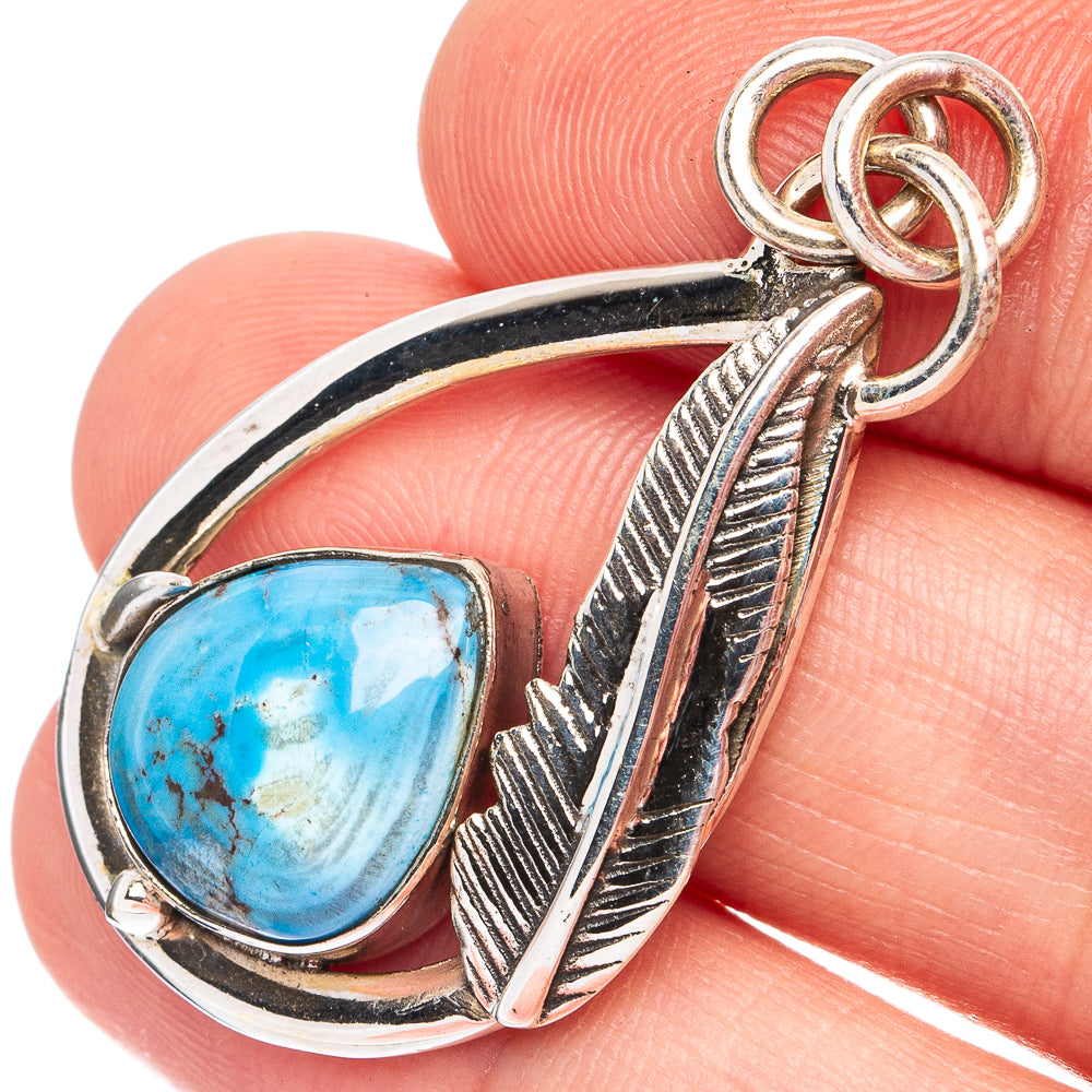 Rare Golden Hills Turquoise Pendant 1 5/8" (925 Sterling Silver) P45098
