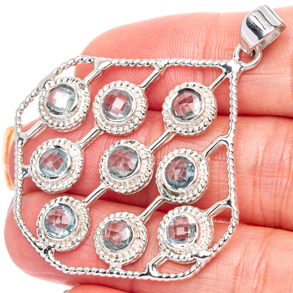 Signature Blue Topaz Pendant 2" (925 Sterling Silver) P41817