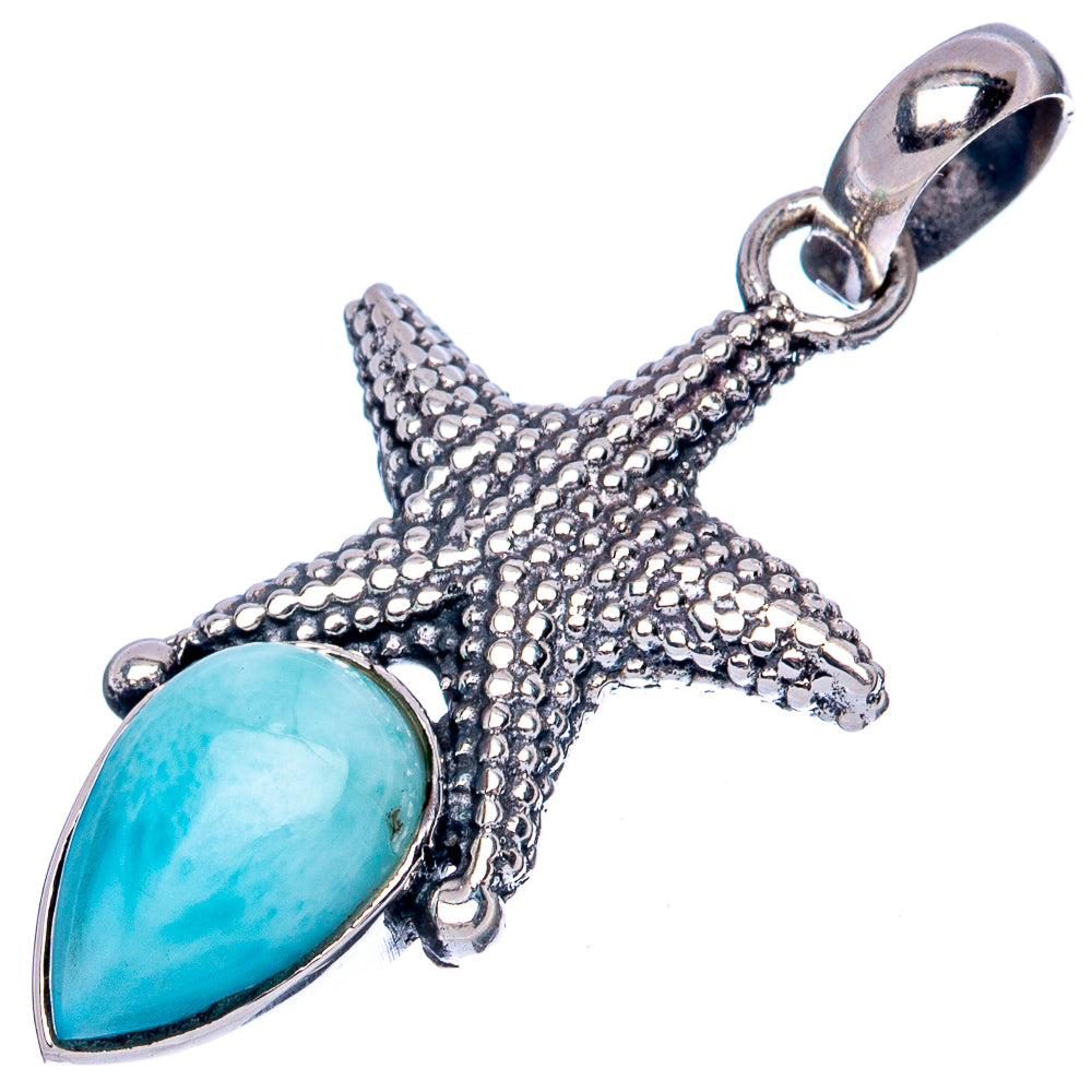 Larimar Dainty Seastar Pendants 1 1/2" (925 Sterling Silver) P42241
