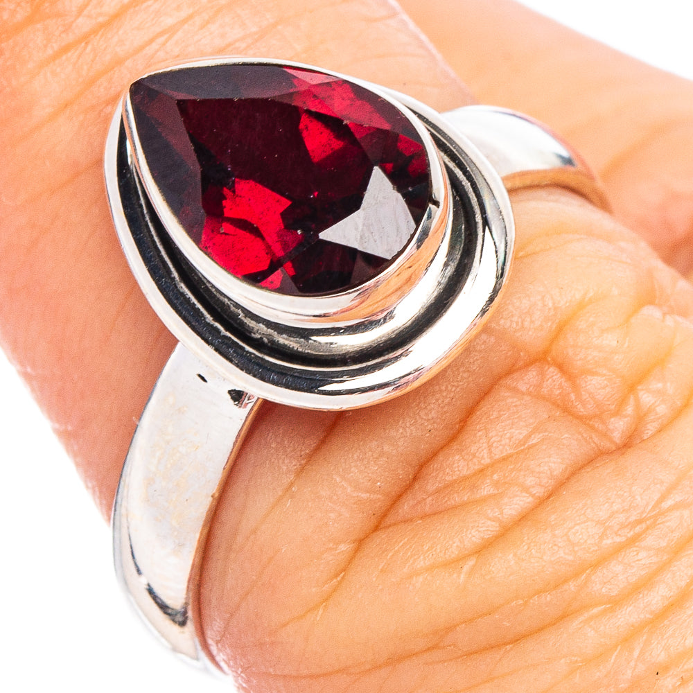 Faceted Garnet Ring Size 7 (.925 Sterling Silver)