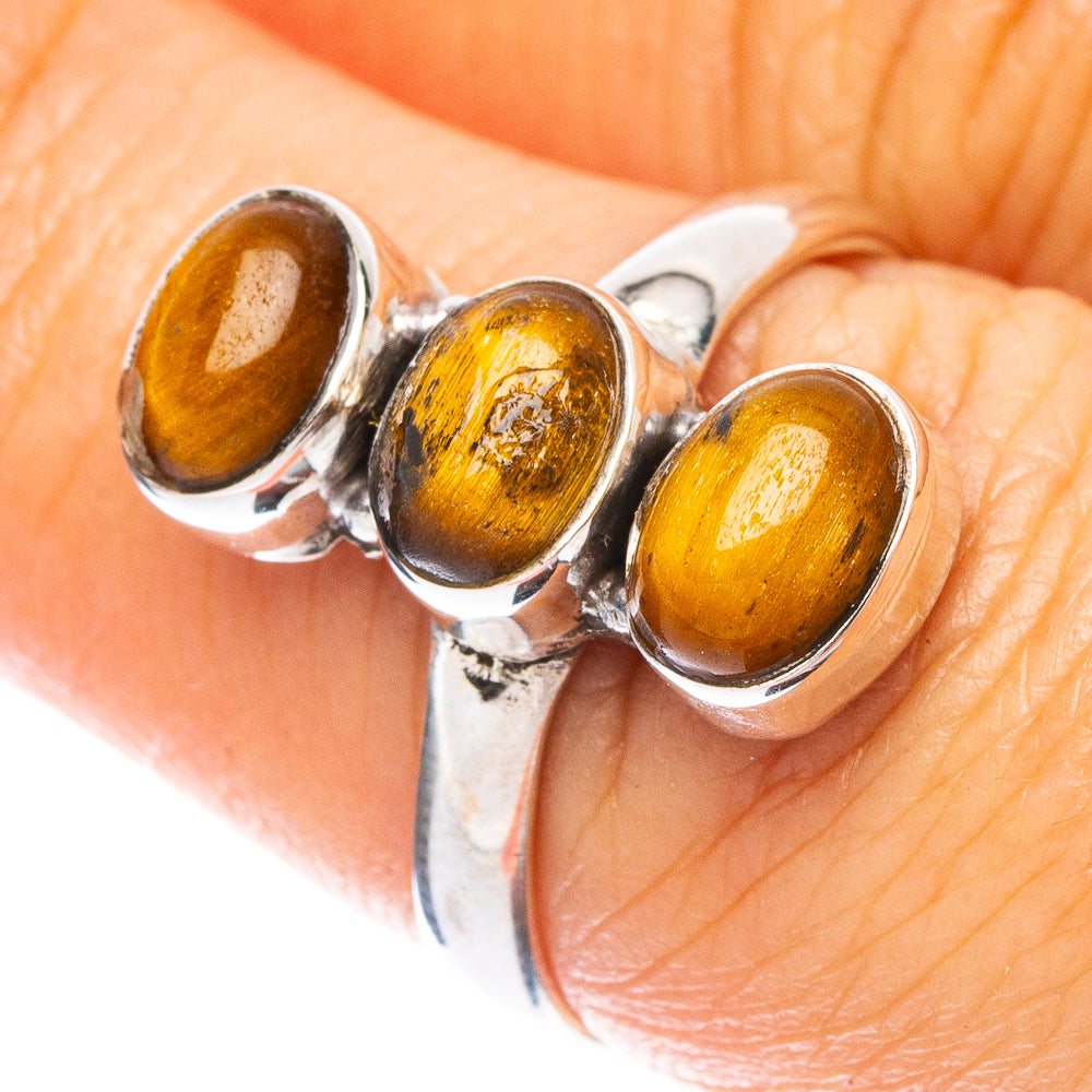 Tiger Eye Dainty Ring Size 7 (925 Sterling Silver) R5288