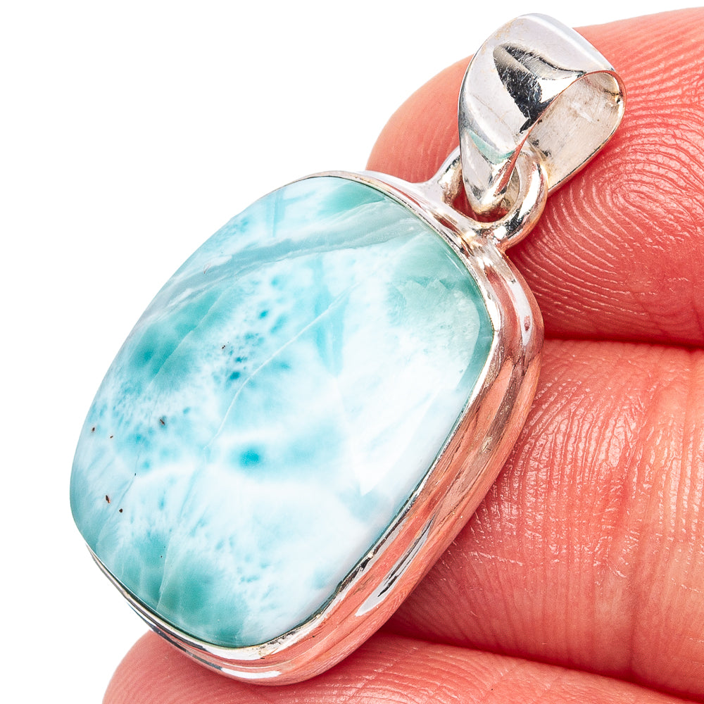 Rare Larimar Pendant 1 1/4" (.925 Sterling Silver)