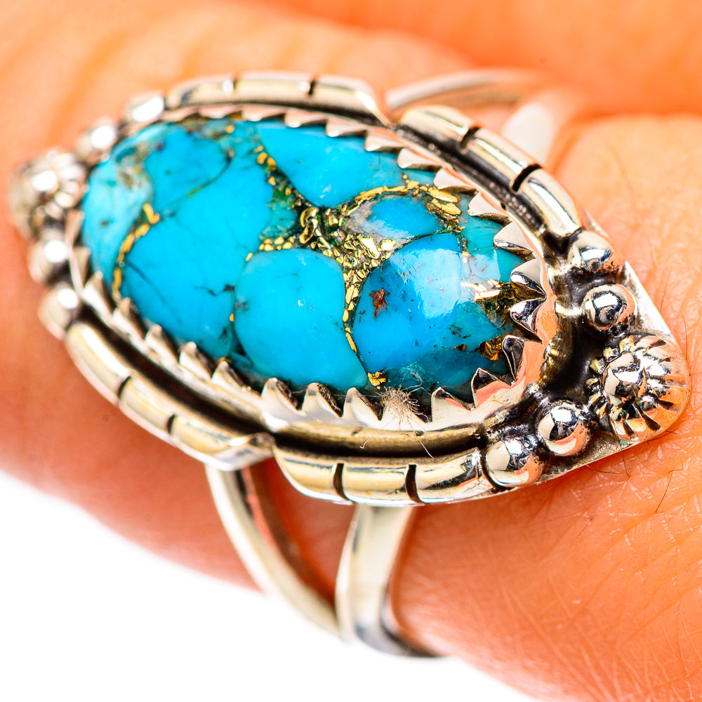 Blue Copper Composite Turquoise 925 Sterling Silver Ring Size 7.5 (925 Sterling Silver) RING139358