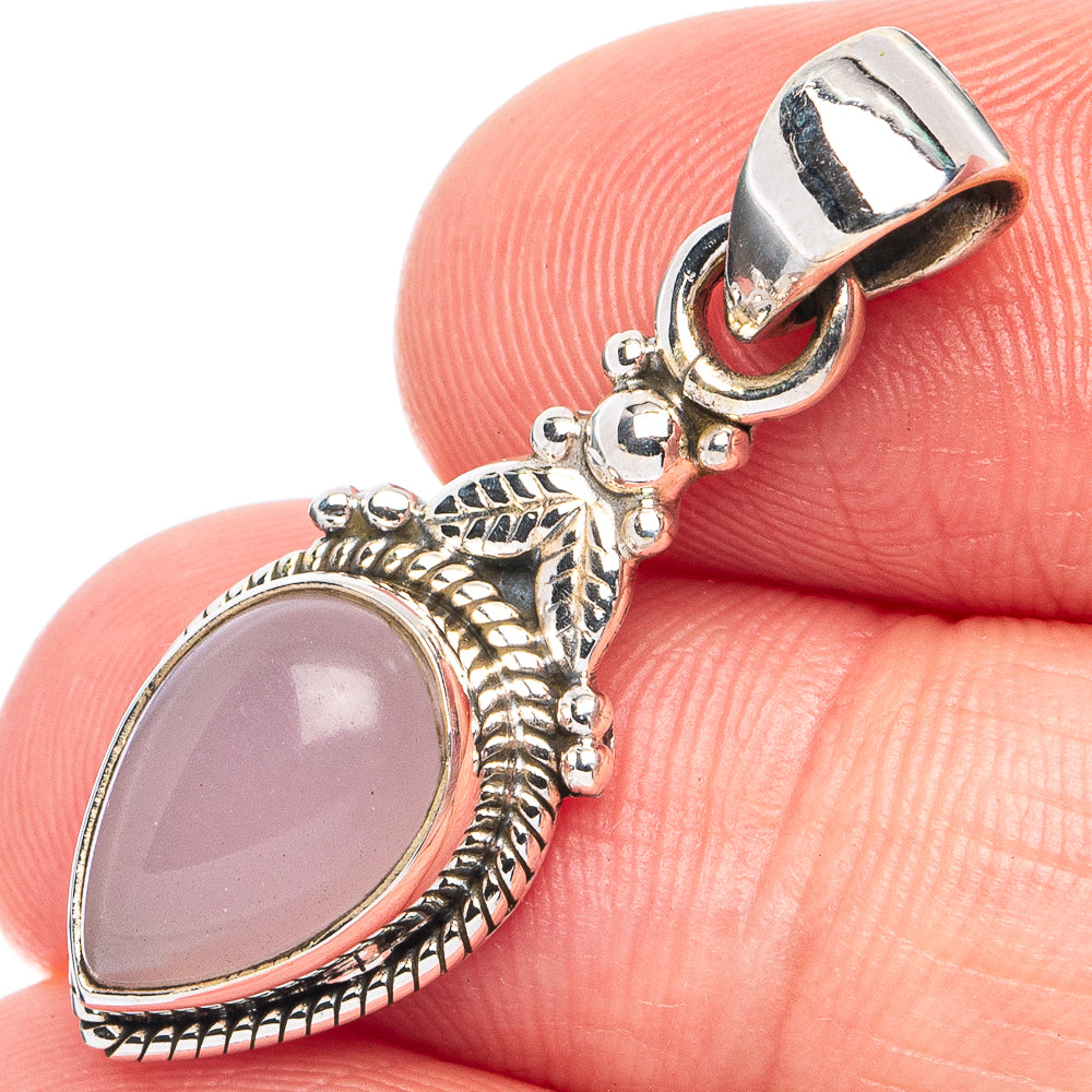 Dainty Rose Quartz Pendant 1 1/4" (925 Sterling Silver) P45322