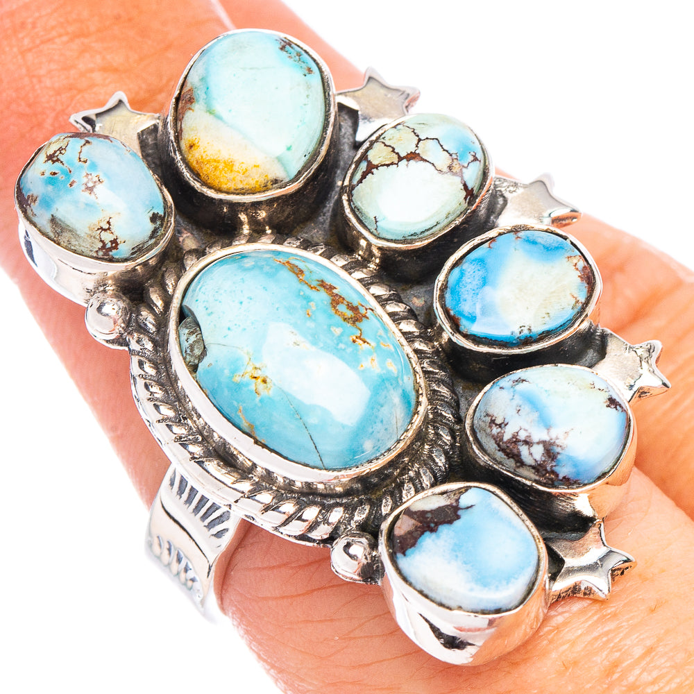 Golden Hills Turquoise Native Style Ring Size 7 Adjustable (.925 Sterling Silver) Exclusive