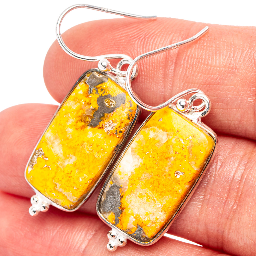 Bumblebee Jasper Earrings 1 1/2" (.925 Sterling Silver)