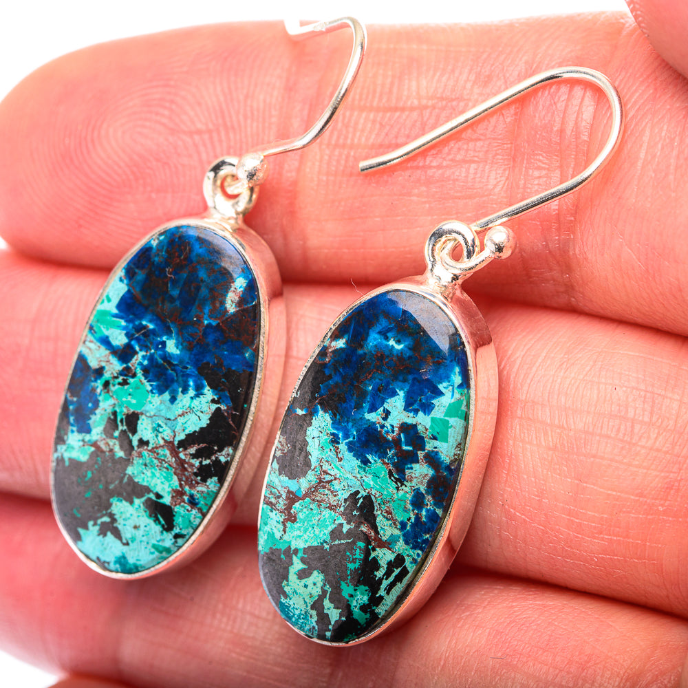 Shattuckite Earrings 1 1/2" (925 Sterling Silver) EARR432201