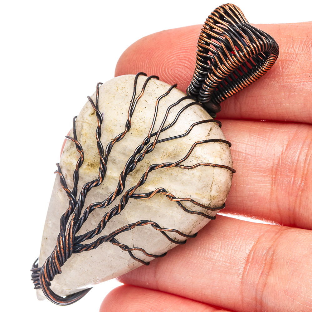 White Quartz Tree of Life Pendant 2 3/8" (Oxidized Copper)