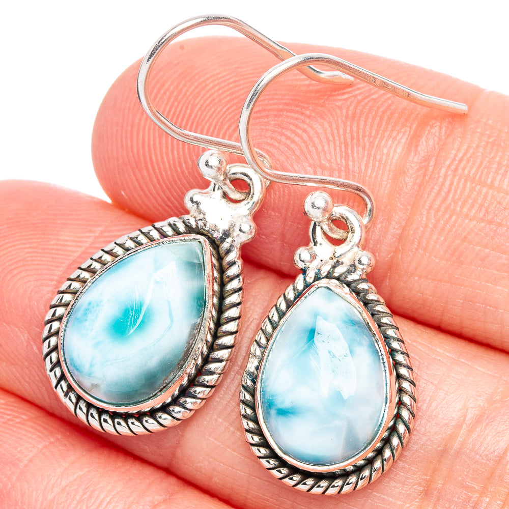 Rare Larimar Earrings 1 1/4" (925 Sterling Silver) E433265