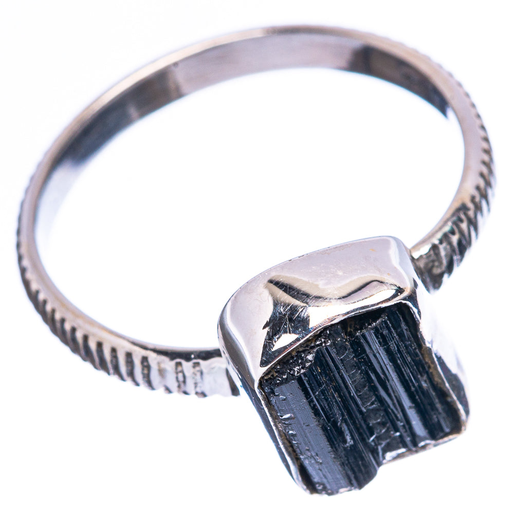 Black Tourmaline Dainty Ring Size 8.75 (925 Sterling Silver) R5138