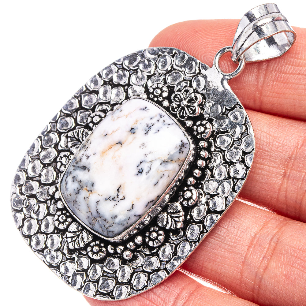 Dendritic Opal Pendant 2 3/8" (German Silver)