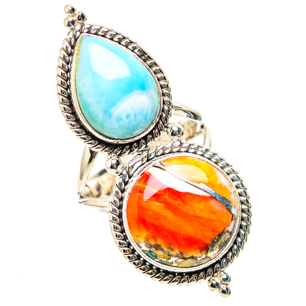 Large Spiny Oyster Turquoise, Larimar Ring Size 7 (925 Sterling Silver) RING138666
