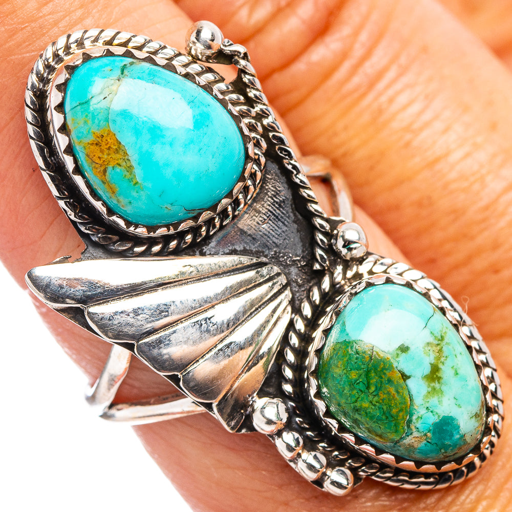 Native Style Mohave Turquoise Ring Size 8 (.925 Sterling Silver)