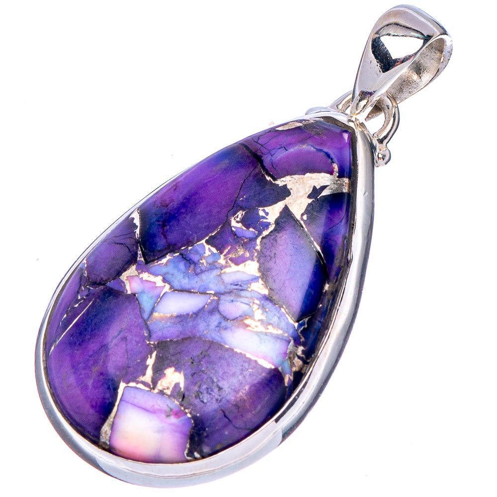 Purple Dahlia Mohave Turquoise Pendant 1 3/8" (.925 Sterling Silver)