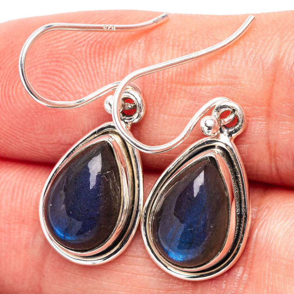 Labradorite Earrings 1 1/8" (.925 Sterling Silver)
