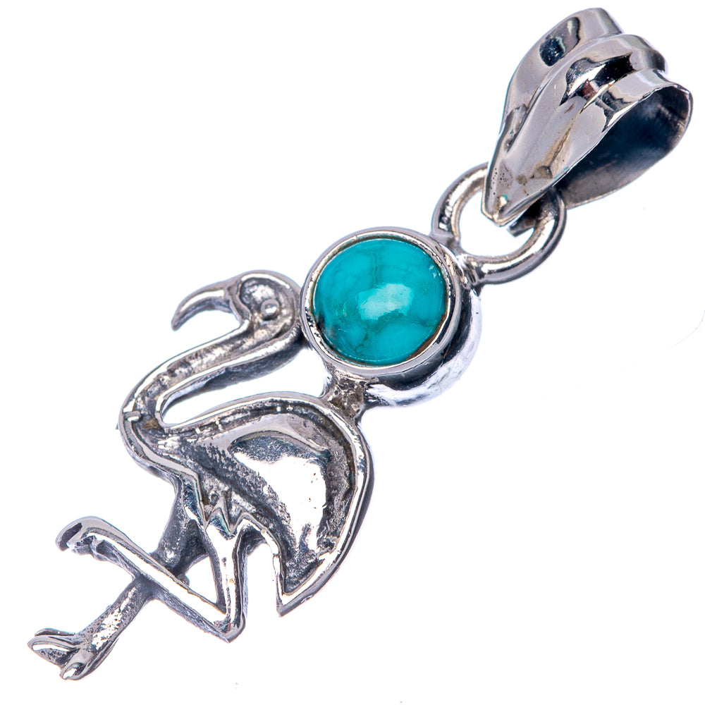 Tibetan Turquoise Dainty Pendant 1 1/4" (925 Sterling Silver) P39923