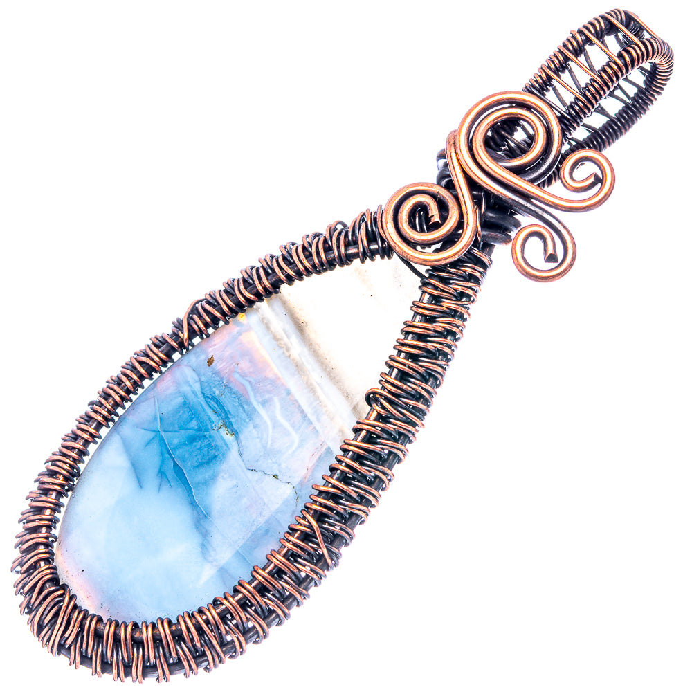 Owyhee Opal Wire Wrap Pendant 2 7/8" (Oxidized Copper)