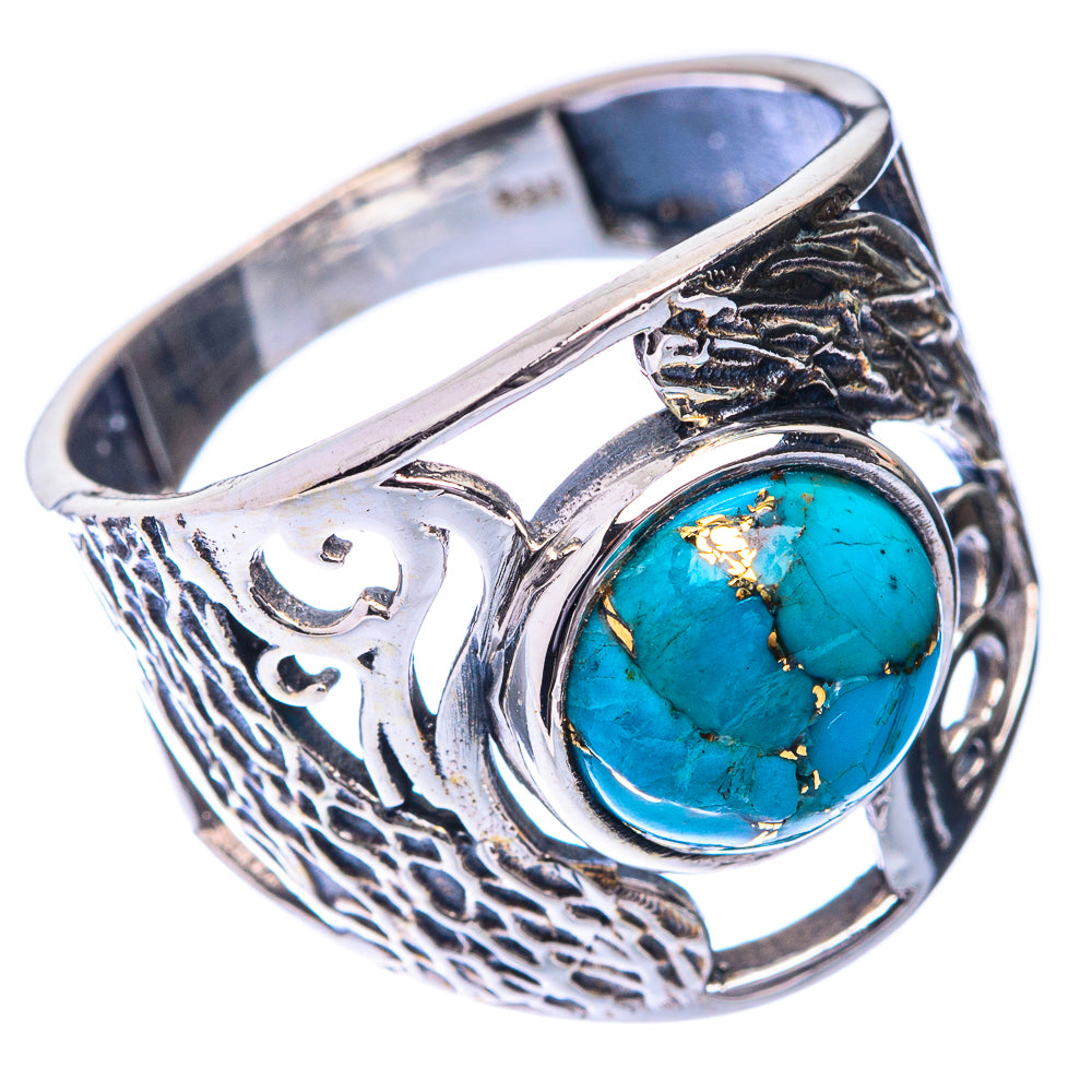 Blue Copper Composite Turquoise Ring Size 7.75 (925 Sterling Silver) R141507