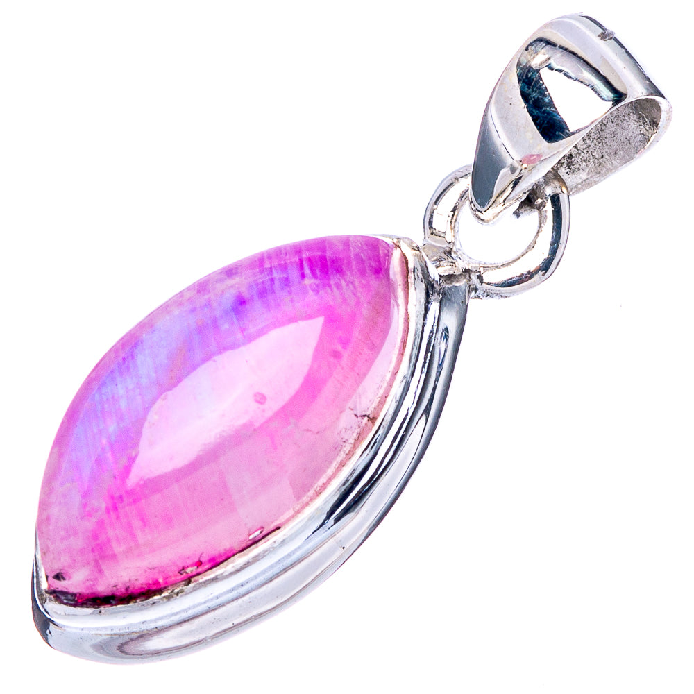 Pink Moonstone Pendant 1 1/8" (925 Sterling Silver) P42411