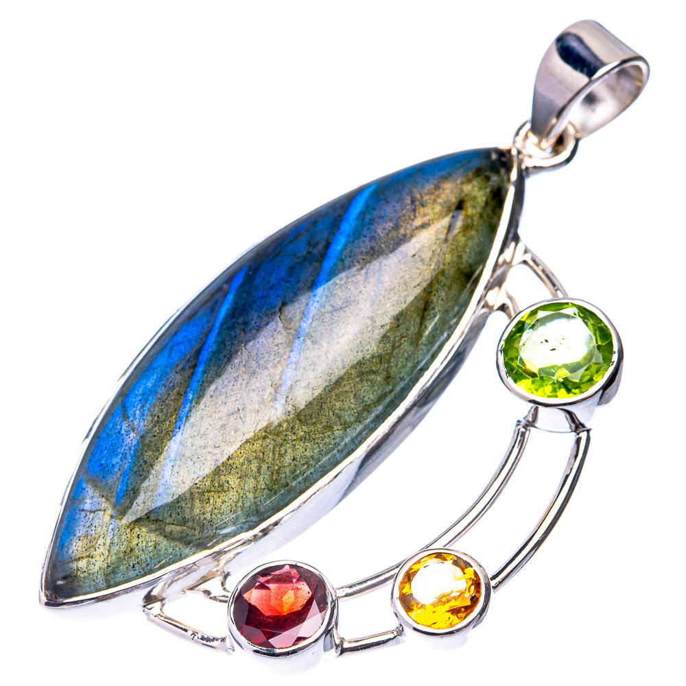 Signature Labradorite, Peridot, Garnet, Citrine Pendant 2 1/8" (925 Sterling Silver) P38739