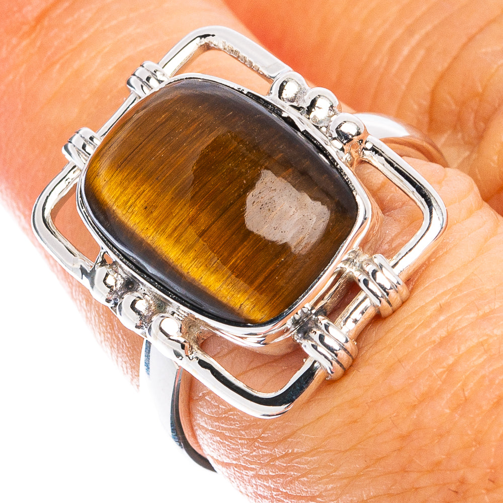 Premium Tiger Eye Ring Size 7 (925 Sterling Silver) R8044