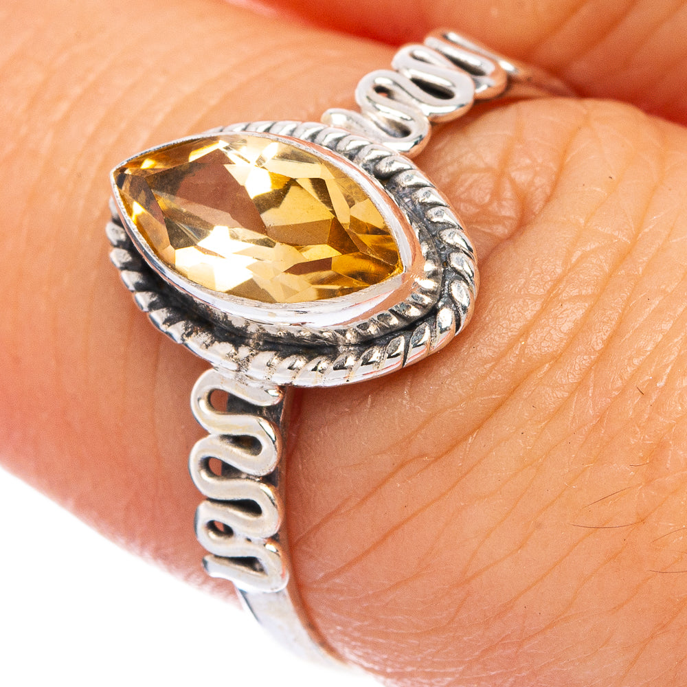 Faceted Citrine Dainty Ring Size 7.5 (925 Sterling Silver) R145691