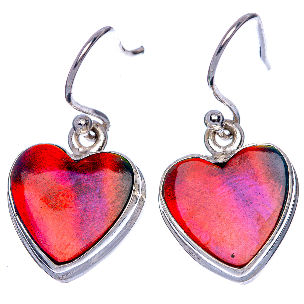Aura Opal Heart Earrings 1 1/8" (925 Sterling Silver) E433325