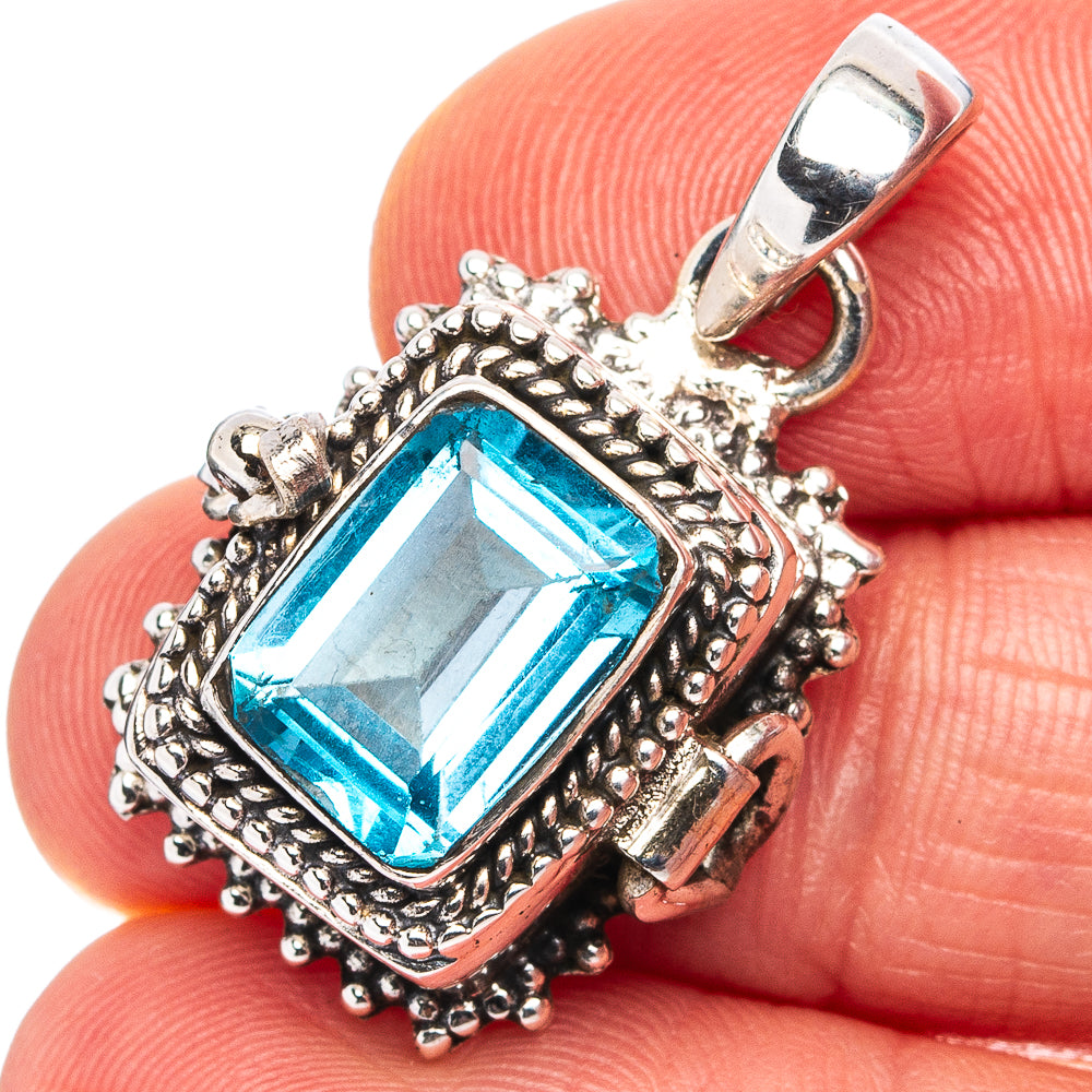 Premium Blue Topaz Poison Pendant 1 1/4" (.925 Sterling Silver)