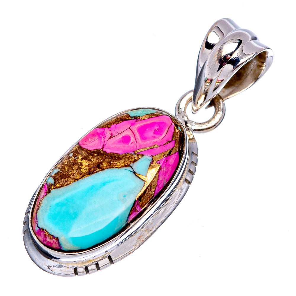 Cotton Candy Turquoise Pendant 1 1/4" (.925 Sterling Silver)