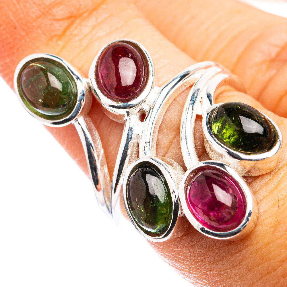 Pink Green Tourmaline Ring Size 5.5 (925 Sterling Silver) R142825