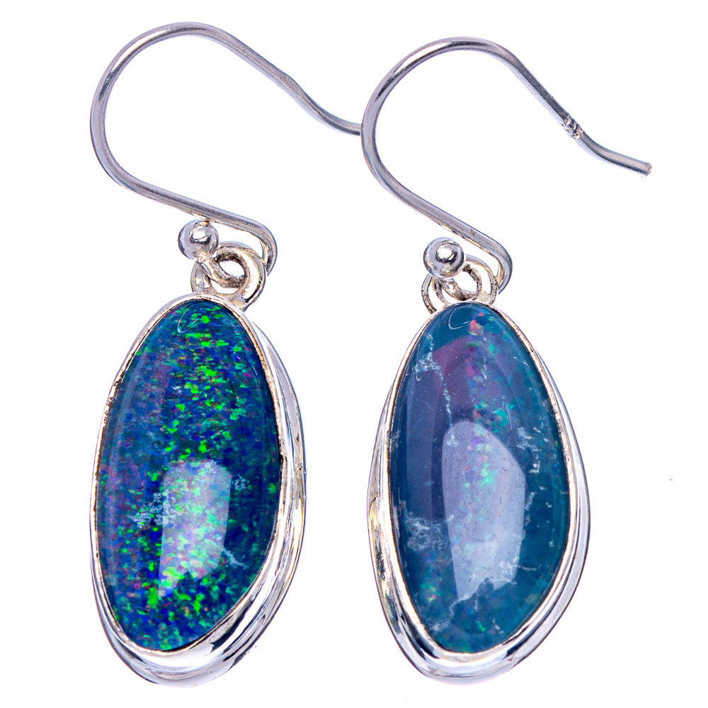 Rare Triplet Opal Earrings 1 3/8" (925 Sterling Silver) E1860