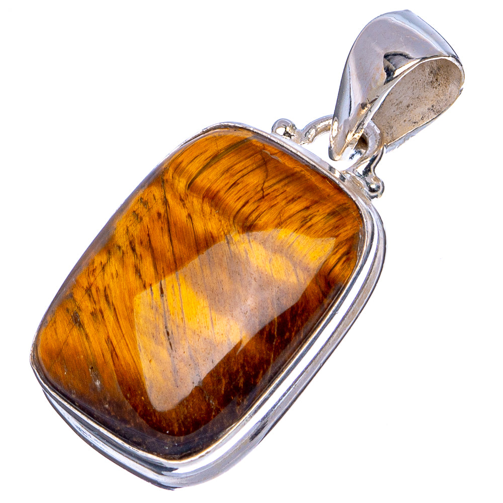 Tiger Eye Pendant 1 1/4" (.925 Sterling Silver)