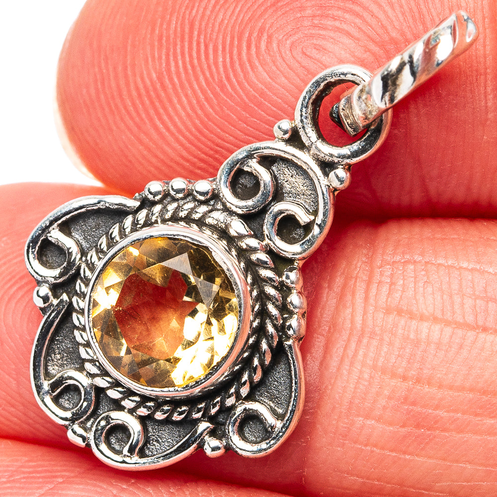 Citrine Dainty Pendant 1 1/8" (.925 Sterling Silver)