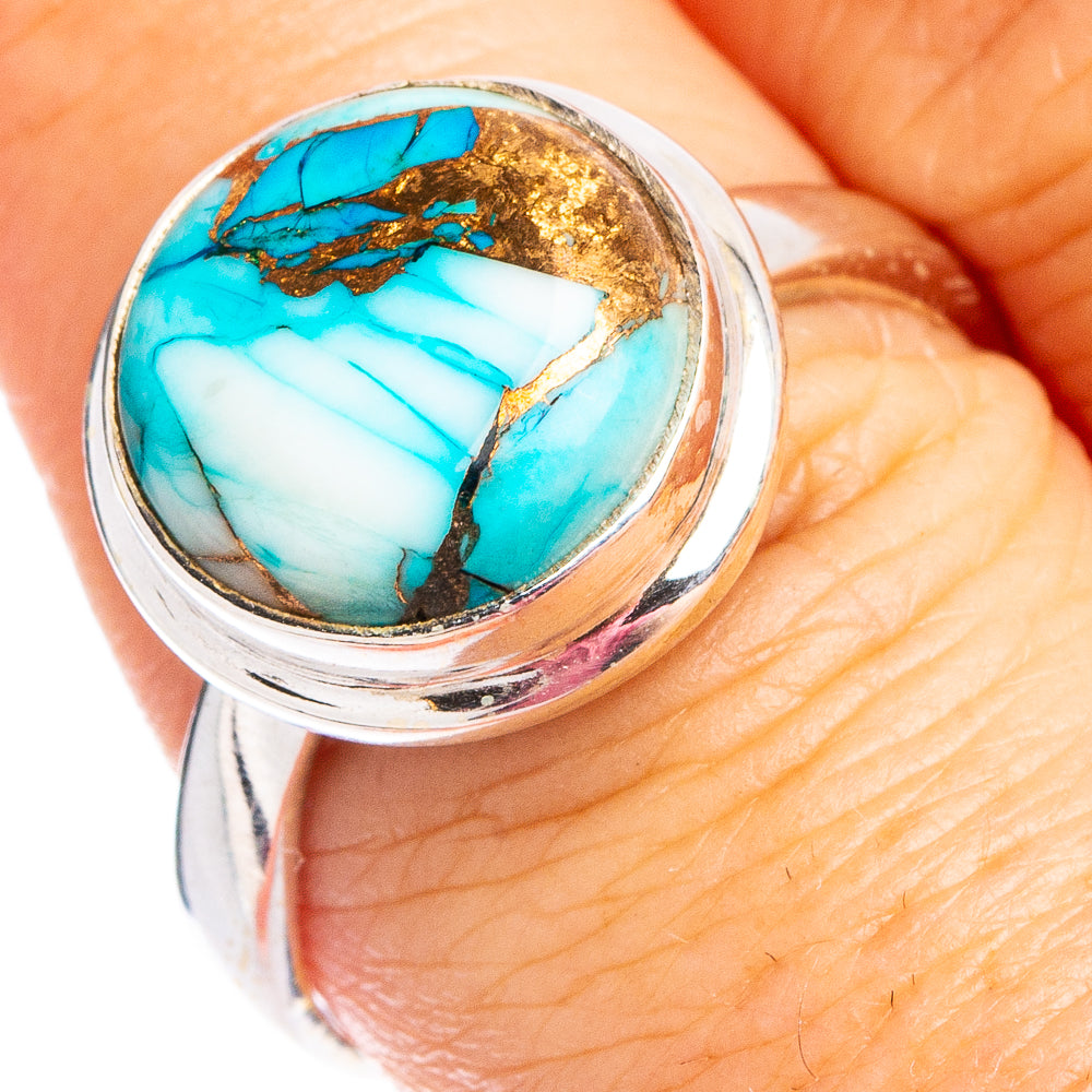 Ice Blue Dahlia Mohave Turquoise Ring Size 9 (.925 Sterling Silver)