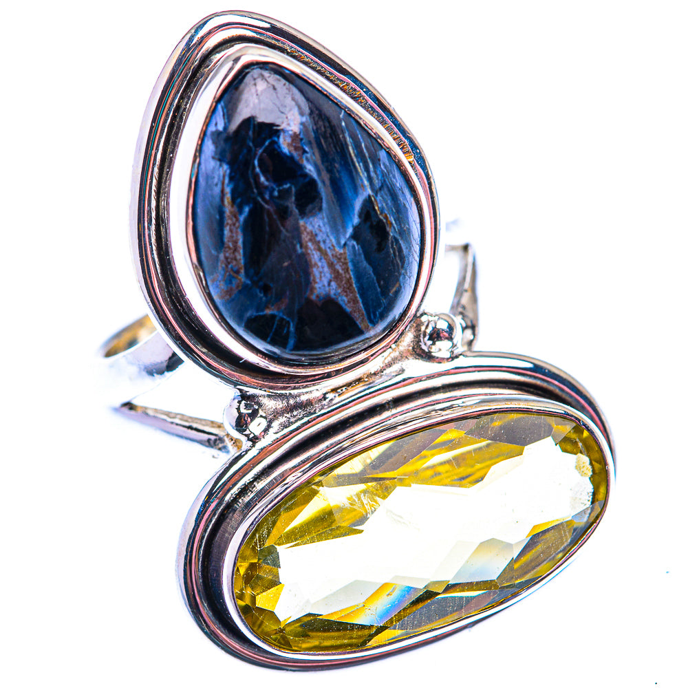 Large Faceted Citrine, Pietersite Ring Size 6.5 (925 Sterling Silver) RING140196