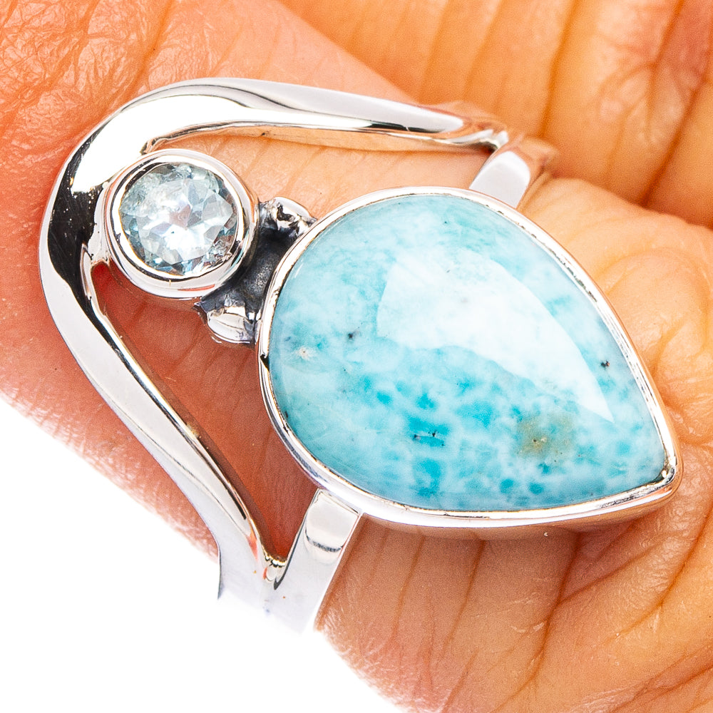 Larimar, Blue Topaz 925 Sterling Silver Premium Ring Size 5.5 (925 Sterling Silver) R6512