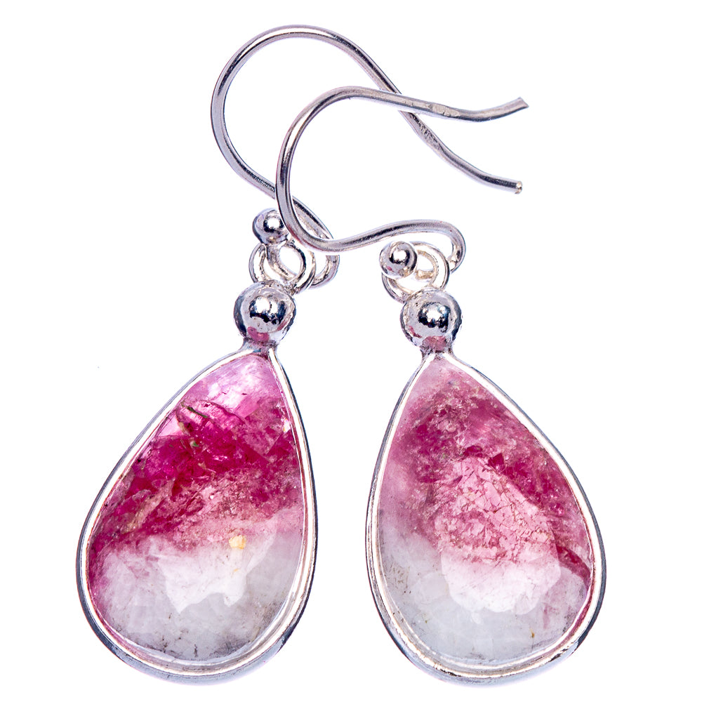 Pink Tourmaline In Quartz Earrings 1 3/8" (925 Sterling Silver) E1144