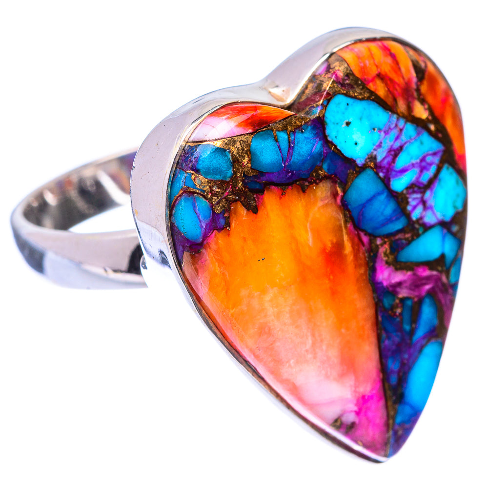 Large Kingman Pink Dahlia Turquoise Ring Size 7.5 (925 Sterling Silver) R140860