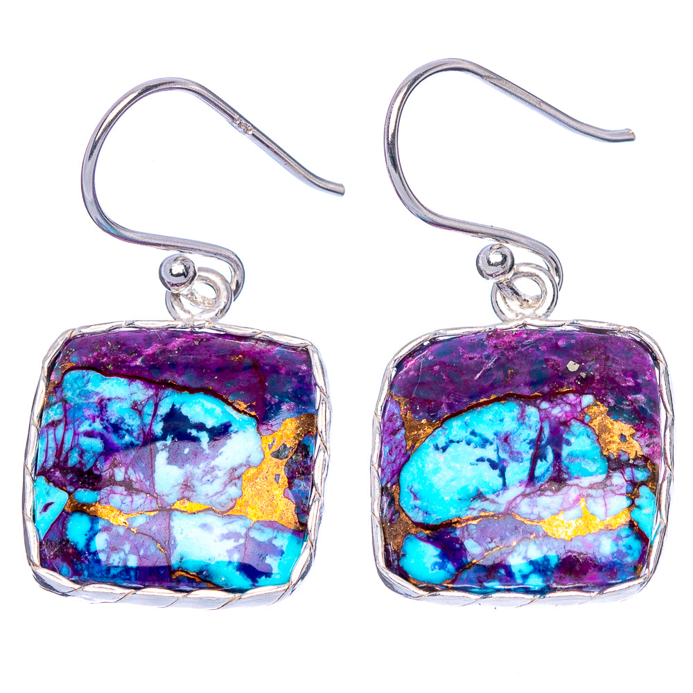 Purple Copper Composite Turquoise Earrings 1 1/4" (925 Sterling Silver) E1690