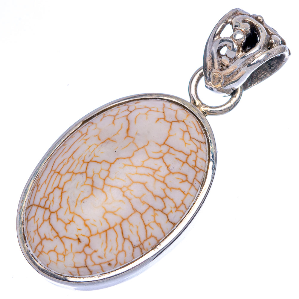 Fire Crab Agate Pendant 1 5/8" (925 Sterling Silver) P40083
