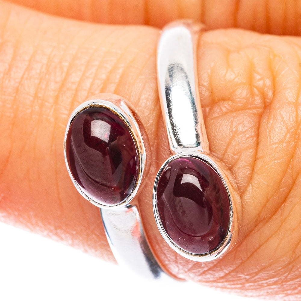 Garnet Dainty Ring Size 7 Adjustable (925 Sterling Silver) R5706