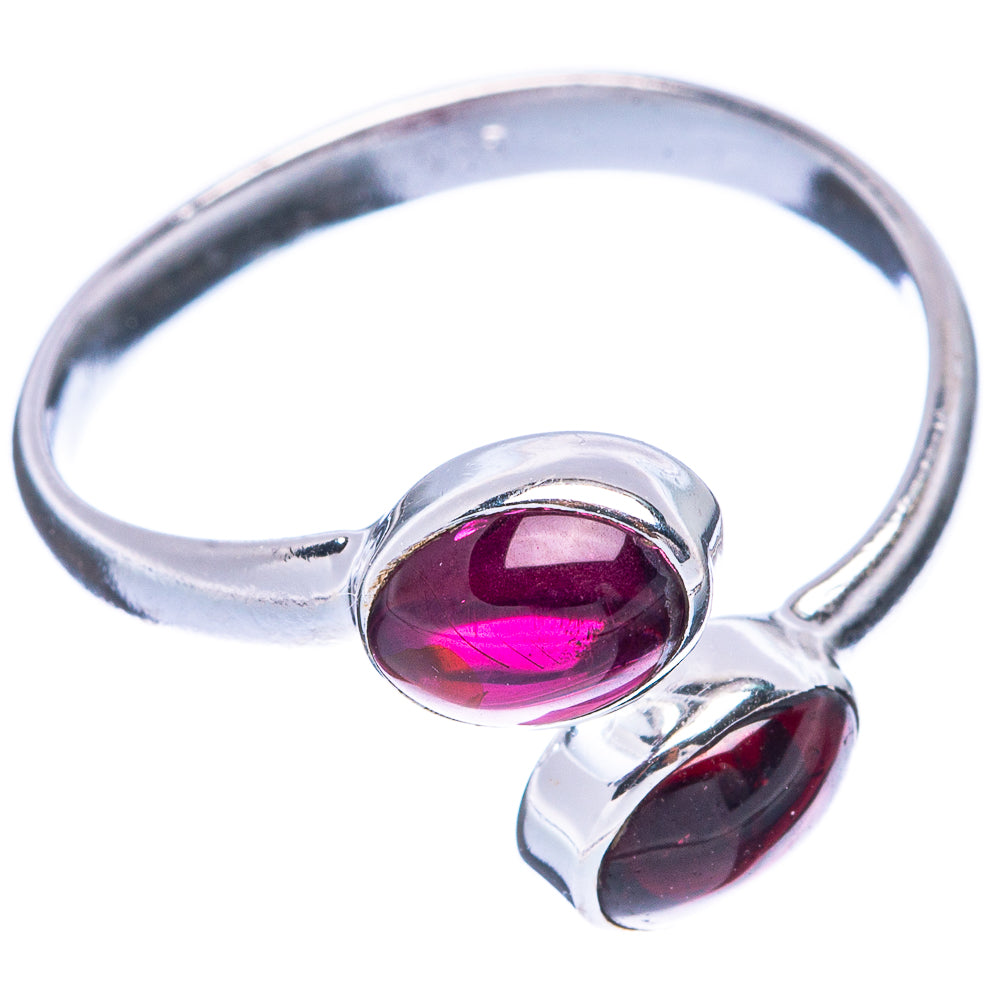 Garnet Dainty Ring Size 7 Adjustable (925 Sterling Silver) R5707