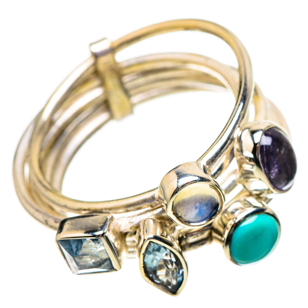 Sleeping Beauty Turquoise, Tanzanite, Labradorite, Blue Topaz Ring Size 7.25 (925 Sterling Silver) RING137808