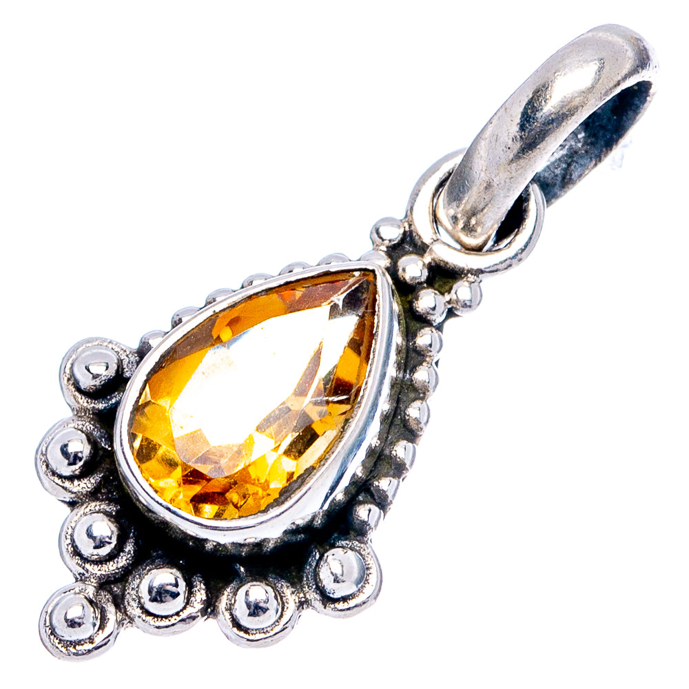 Citrine Dainty Pendant 1" (.925 Sterling Silver)