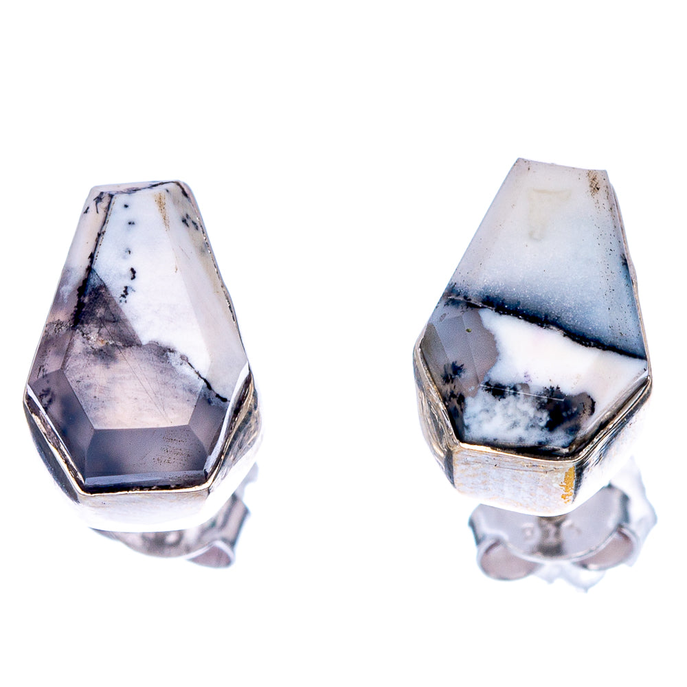 Faceted Dendritic Opal Earrings 1/2" (925 Sterling Silver) E1606