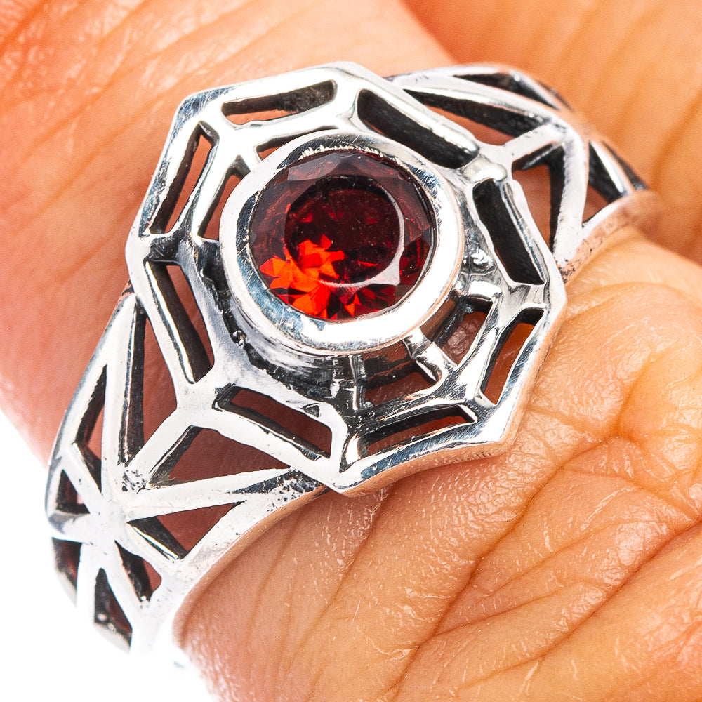 Garnet Web Dainty Ring Size 6 (.925 Sterling Silver)