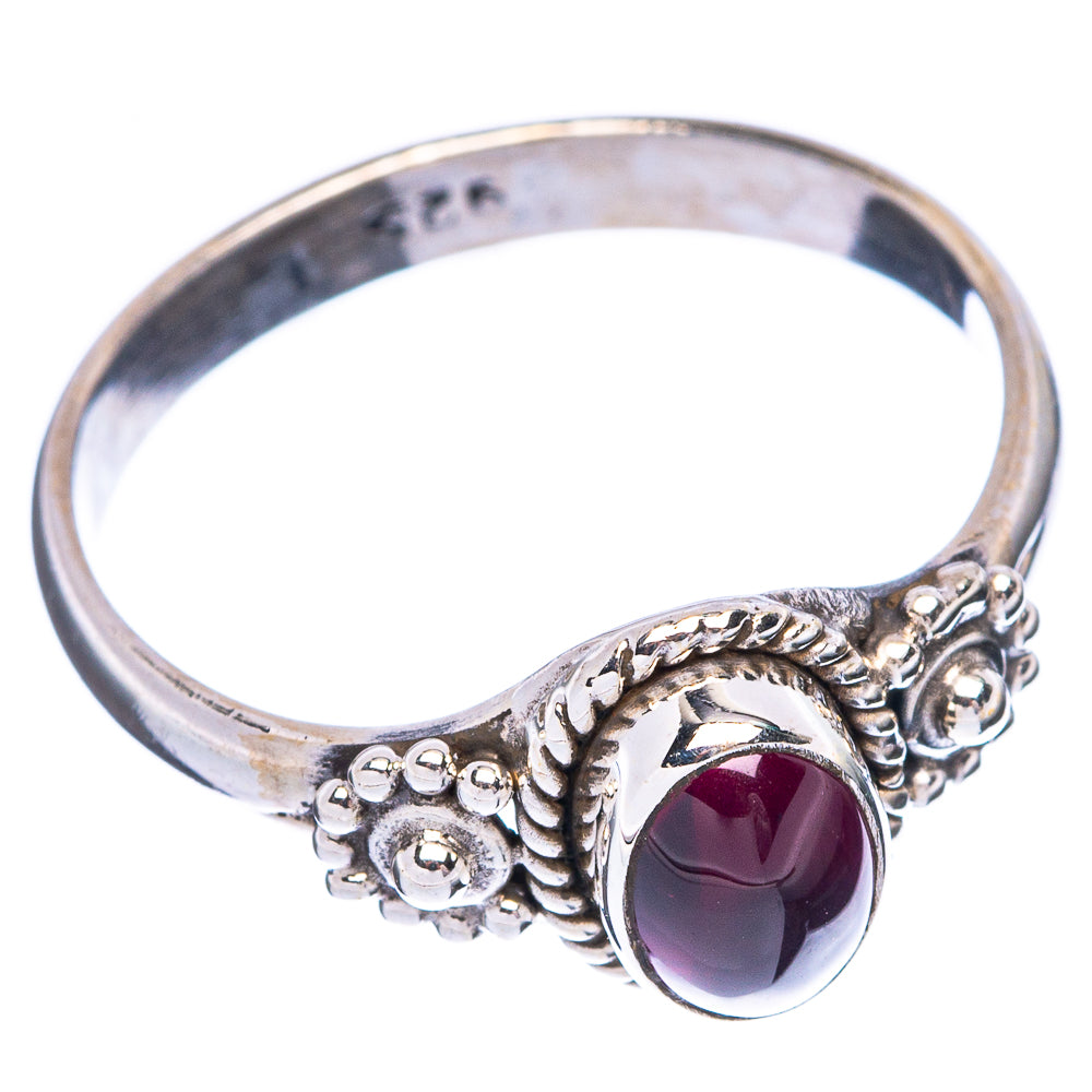 Garnet Dainty Ring Size 7.75 (925 Sterling Silver) R6001