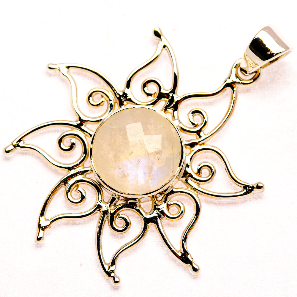 Premium Rainbow Moonstone 925 Sterling Silver Pendant 1 3/4" (925 Sterling Silver) PD37776